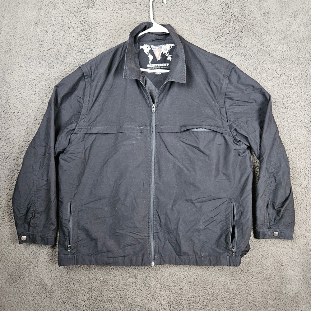 SCOTTEVEST‎ Sterling Jacket Mens XXL Black TEC Travel Utility Multi Pocket Coat